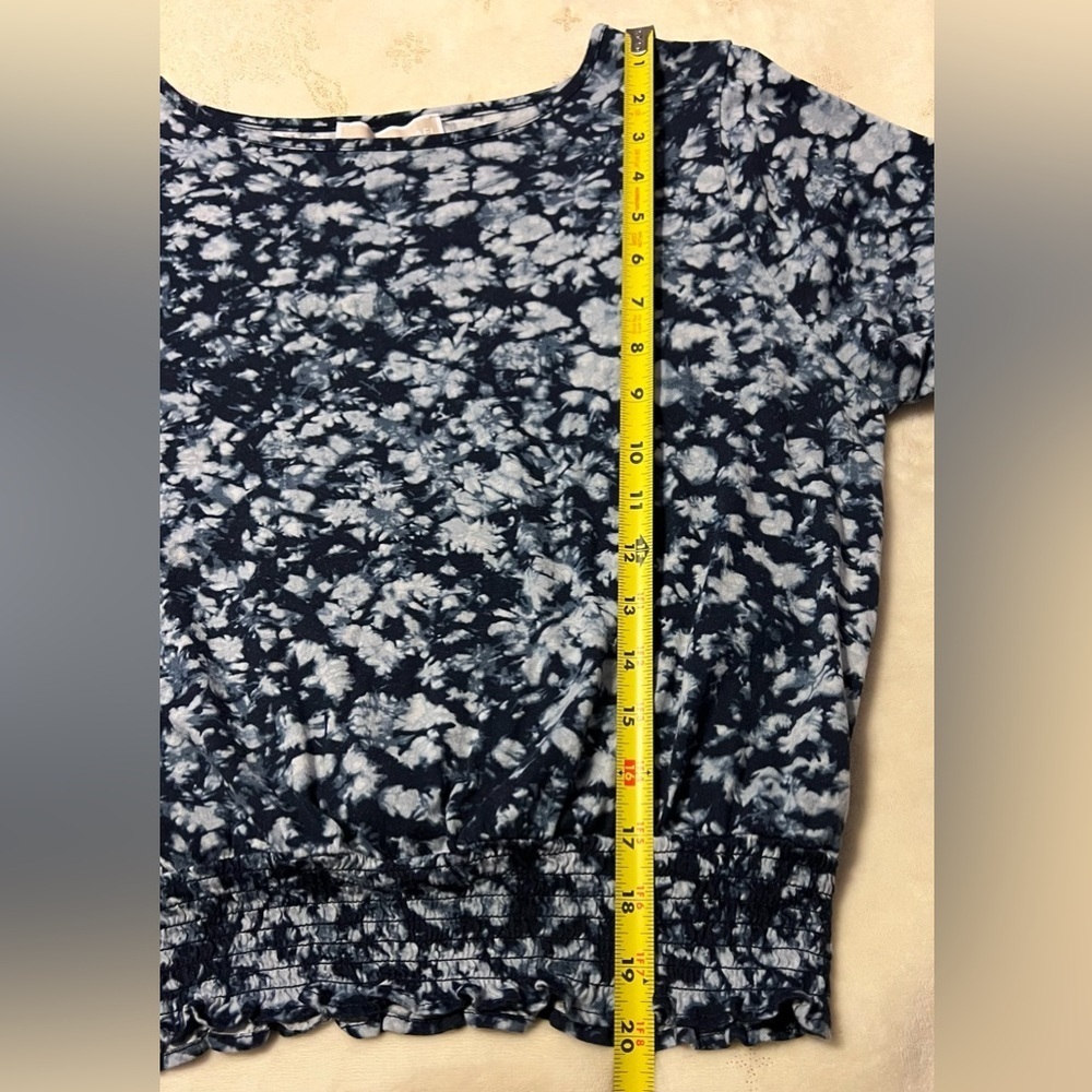 Michael Kors Blue Tie Dye Print Women's PS Top, Elastic Waist -GUC - Picture 7 of 8